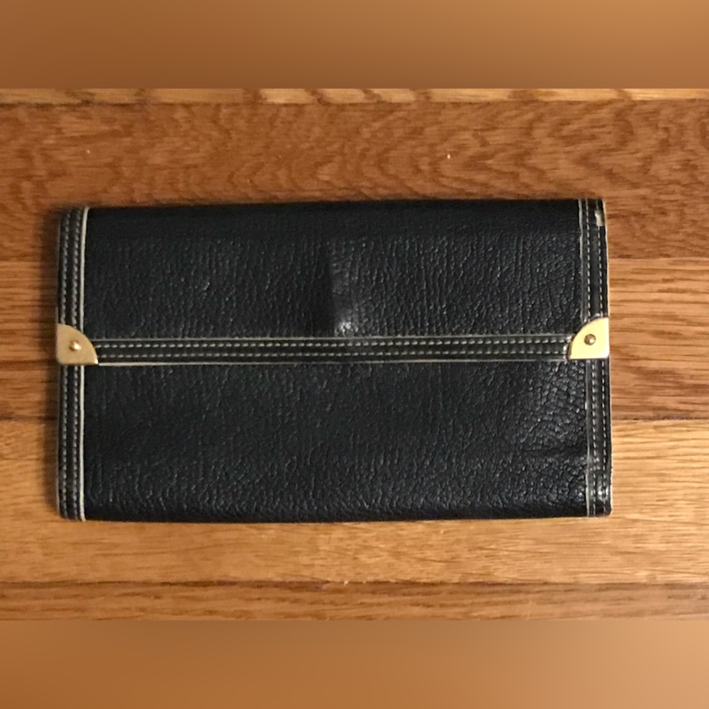 Louis Vuitton Black Leather Porte Tresor International Wallet With Gold Hardware